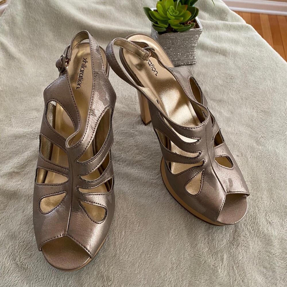 Xhilaration Metallic Open-Toe Slingback Heels Size 10